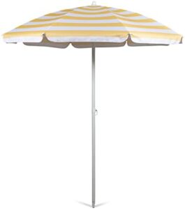 PICNIC TIME 5.5 Ft Outdoor Canopy Sunshade Beach Umbrella, Beach Chair and Small Patio Umbrella, (Yellow Cabana Stripe)
