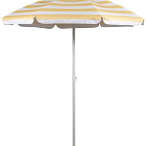 PICNIC TIME 5.5 Ft Outdoor Canopy Sunshade Beach Umbrella, Beach Chair and Small Patio Umbrella, (Yellow Cabana Stripe)