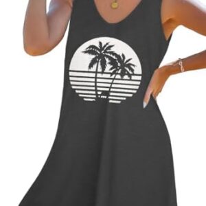 CHICGAL Womens Swimsuit Coverup Summer Beach Sleeveless T Shirt Bikini Tank Dress Loose Bathing Suit Cover Up