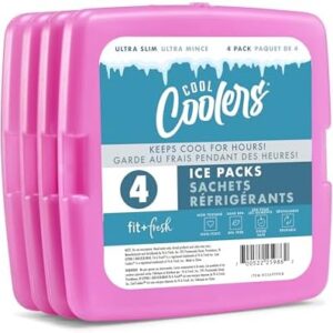 Cool Coolers by Fit + Fresh, Reusable & Long-Lasting Slim Ice Packs, Cold Packs for Lunch Boxes, Ice Packs for Lunch Bags