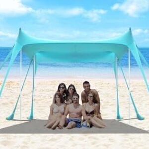 Portable Beach Tent Sun Shelter UV Protection Beach Canopy Sun Shade for Camping, Family Tent, Quick Setup Outdoor Shade Canopy(Turquoise)