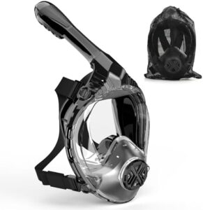 Full Face Snorkel Mask for Adults, Snorkeling Gear for Kids, Anti-Fog & Anti-Leak Design with 180° Panoramic View, Dry Top Breathing System, Ideal for Scuba Diving, Snorkeling