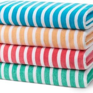 Kaufman - Colorful Racing Striped Beach & Pool Towel - Extra Large Beach Towel - Soft & Absorbent 100% Cotton Towels - Assorted Colors - 30" x 60" - 4 Pack