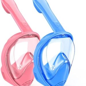 Kids Snorkel Mask Full Face, Snorkeling Gear for Kids 2-14 with Camera Mount, 180 Degree Panoramic View Snorkeling Set Anti-Fog Anti-Leak