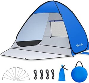 Glymnis Pop Up Beach Tent Beach Shade Tent for 1-4 Persons Sun Shelter UPF 50+ Enclose Zipper Door Portable Easy Up Beach Tent