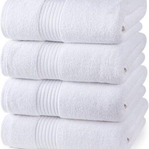 Utopia Towels 4 Pack Bath Towels Set, 27 by 54 Inches, 100% Ring Spun Cotton, Quick Dry, Highly Absorbent, Soft Feel Towels, Perfect for Daily Use, White