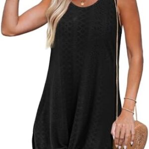 Swimsuit Coverup Summer Dresses for Women 2025 Eyelet Crew Neck Loose Sleeveless Sundresses Twisted Dresses