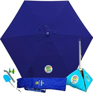 ALL-IN-ONE BEACH UMBRELLA SYSTEM. Includes ULTRA Base (compliant with the ASTM F3681-24 Beach Umbrella Safety Standard). (Deep Ocean Blue)