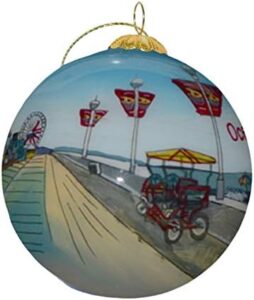 Blown Glass Christmas Ornament | Beach Boardwalk Ocean City, NJ | Hand Painted Inside | Original Art | Includes Gift Box