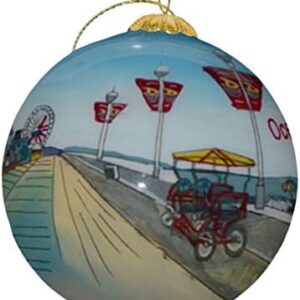 Blown Glass Christmas Ornament | Beach Boardwalk Ocean City, NJ | Hand Painted Inside | Original Art | Includes Gift Box