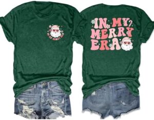 Christmas T-Shirt for Women in My Christmas Era Cute Groovy Christmas Holiday Xmas Shirt