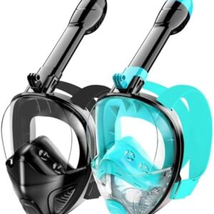 Full Face Snorkel Mask for Adults Teen, Snorkeling Gear with Detachable Camera Mount,Panoramic 180° View, Anti-Fog Anti-Leak Snorkling Set for Man and Women