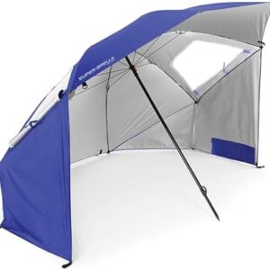 Sport-Brella Super-Brella SPF 50+ Sun and Rain Canopy Umbrella for Camping, Beach and Sports Events (8-Foot, Blue)
