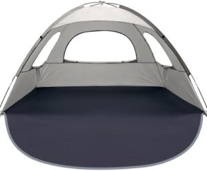 WhiteFang Beach Tent Anti-UV Portable Sun Shade Shelter for 3/4/6/8 Person, Extendable Floor with 3 Ventilating Mesh Windows Plus Carrying Bag, Stakes and Guy Lines