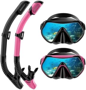 Snorkeling Gear for Adults, Dry-Top Snorkel Set Scuba Diving mask, 180°Panoramic Wide View Professional Snorkeling Gear Breathing Freely Snorkel Mask