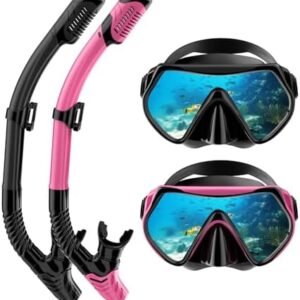 Snorkeling Gear for Adults, Dry-Top Snorkel Set Scuba Diving mask, 180°Panoramic Wide View Professional Snorkeling Gear Breathing Freely Snorkel Mask