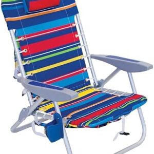 Rio Brands 4-Position Backpack Lace-Up Suspension Folding Beach Chair, Multi Color