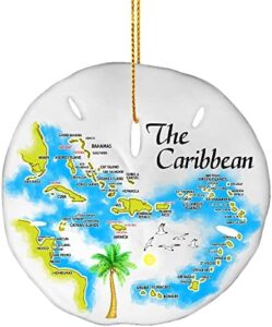 Caribbean Sand Dollar Christmas Ornament – Unique Caribbean Souvenir Gifts Vacation Keepsake, Handmade Stocking Stuffer for Holiday Tree Decoration, Great for Friends & Family
