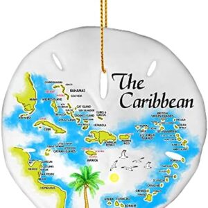 Caribbean Sand Dollar Christmas Ornament – Unique Caribbean Souvenir Gifts Vacation Keepsake, Handmade Stocking Stuffer for Holiday Tree Decoration, Great for Friends & Family