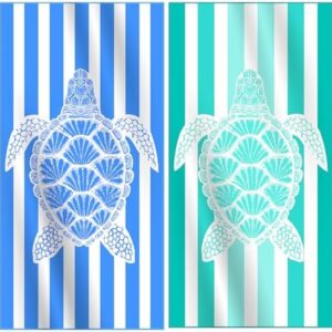 2 Packs Microfiber Lightweight Thin Oversized Beach Towel Compact Quick Dry Sandproof Clearance Towels Sand Free Camping Swim Pool Travel Essentials Accessories Women Adults Blue Green Turtle