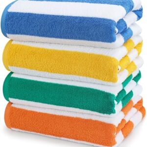 Utopia Towels 4 Pack Cabana Stripe Beach Towel, 30 by 60 Inches, Oversized 100% Ringspun Cotton Pool Towels, Highly Absorbent Bath Towels for Bathroom