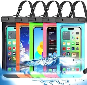 [Up to 8.3"] 5 Pack Multicolor Universal Waterproof Phone Pouch, Phone Waterproof Case Dry Bag (Protection Level: IP68) Outdoor Sports for Apple iPhone,Samsung,and More(Black,Blue,Pink,Orange,Green)