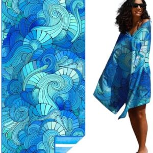 Microfiber Thin Lightweight Beach Towel Sand Free Quick Dry Absorbent Compact Towels for Swimming Pool Camping Beach Accessories Large Easy Pack Travel Things for Vacation Essentials Adult Gift