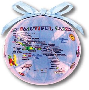 Caribbean Souvenirs Christmas Ornament Ball - Island Map Design Souvenir Gift & Christmas Tree Decoration (Caribbean)
