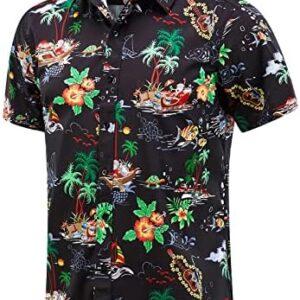 EUOW Men's Hawaiian Shirt Short Sleeve Printed Button Down Summer Beach Dress Shirts