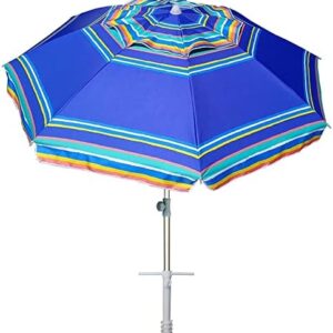 AMMSUN 7ft Heavy Duty High Wind Beach Umbrella Parasols with Sand Anchor Vent Tilt UV 50+ Sun Protection Portable Outdoor Sunshade Umbrellas Carry Bag for Patio Garden Pool Backyard Blue