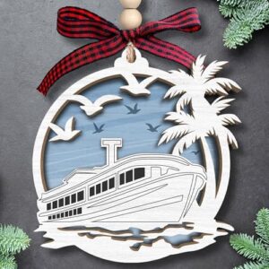 Cruise Ship Ornament - Travel Christmas Ornaments, Travel Cruise Ship Ornaments for Tree - Wood Christmas Ornament 2025