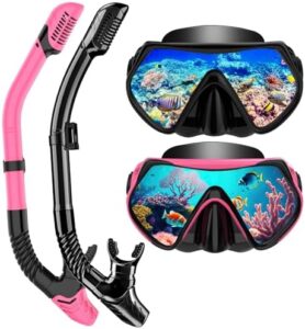 Snorkeling Gear for Adults (18+), Dry-Top Snorkel Set Scuba Diving Mask, 180° Panoramic Wide View Snorkeling Equipment for Men & Women - Breathing Freely Snorkel Mask