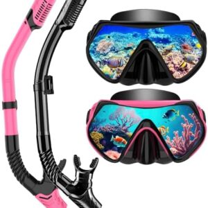 Snorkeling Gear for Adults (18+), Dry-Top Snorkel Set Scuba Diving Mask, 180° Panoramic Wide View Snorkeling Equipment for Men & Women - Breathing Freely Snorkel Mask