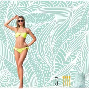 Beach Blanket Waterproof Sandproof Beach Mat 79”x 83” for 1-4 Adults Quick Drying Durable Outdoor Picnic Mat for Beach Festival Travel Picnic Camping Hiking (LBL-Ripple, 79"×83"(4 Person))