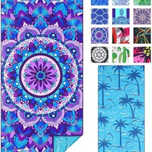 Microfiber Sand Free Beach Towel Thin Quick Dry Super Absorbent Oversized Large Lightweight Towels for Travel Sports Pool Swimming Bath Camping Yoga Girls Women Adults